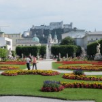 Blick vom Mirabellgarten zur Festung Hohen Salzburg